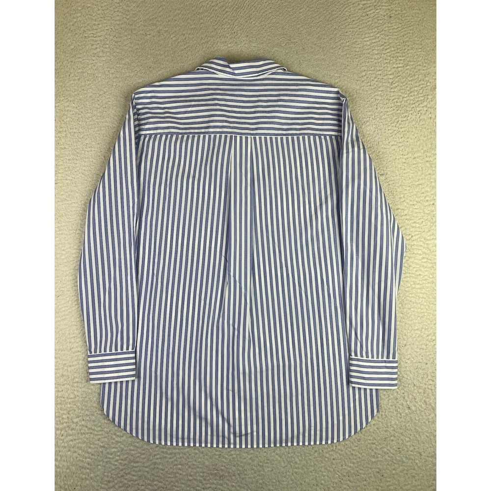 Frank & Eileen Shirt Womens Small Blue Stripe Joedy Button Up Woven Italy Cotton - Picture 2 of 12